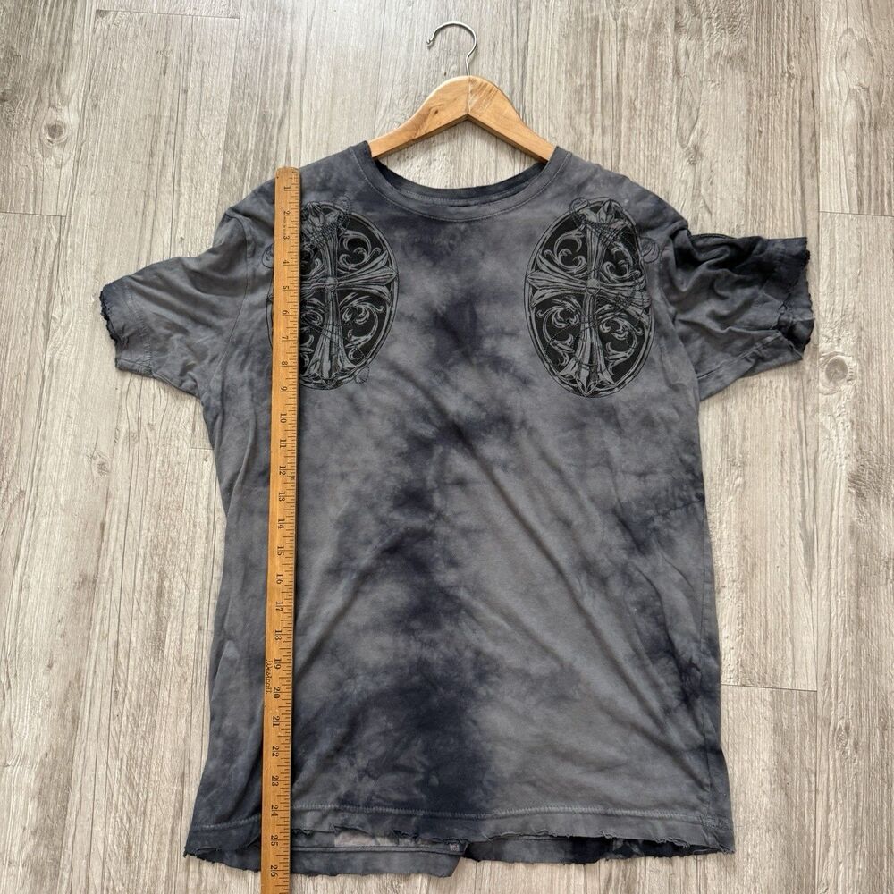 Affliction Crows Aficionados Graphic Tee Men's M Grey Black Wash Y2K Grunge - Picture 7 of 8